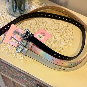 Stylish Pink and Silver Heart-Patterned Belts